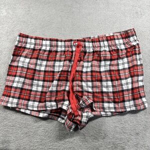 Jenni Intimates Plaid Pajama Shorts Sleep Drawstring Red and White Womens XL